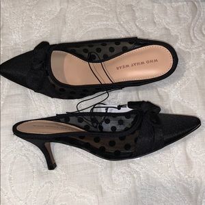 Mesh Polka Dot Kitten Heels